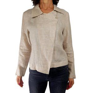 Sz M Natural Tan 100% Hemp Blouse Wrap Neck Top